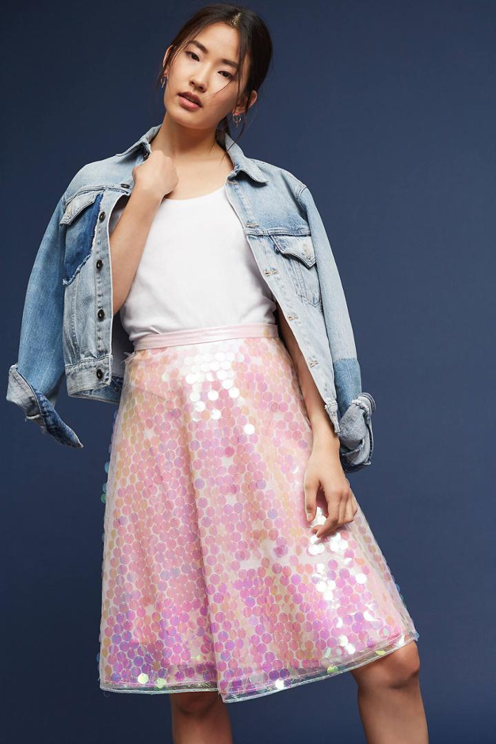 Eva Franco Sequined Tulle Skirt
