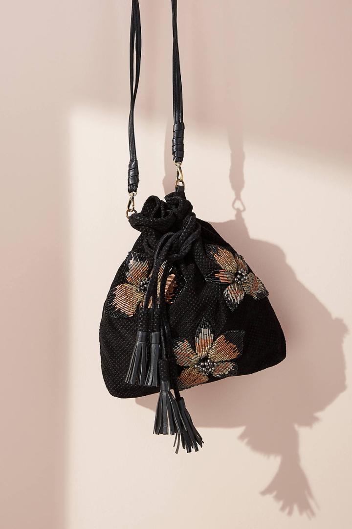 Mary Frances Floral Drawstring Bucket Bag