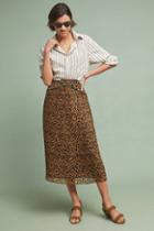 Ranna Gill Pleated Leopard Midi Skirt