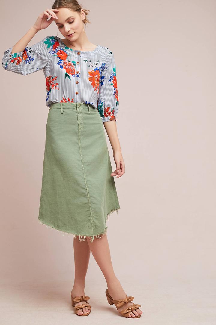 Mother The Misfit Midi Fray Skirt