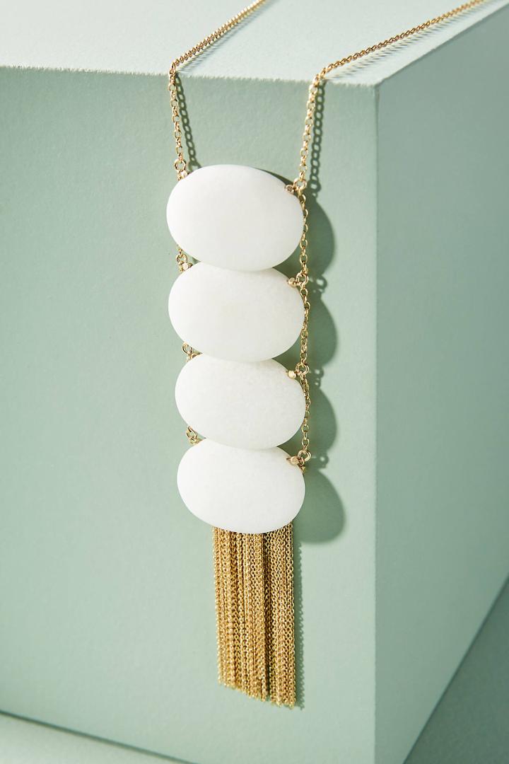 Anthropologie Tumbled Stone Ladder Pendant Necklace