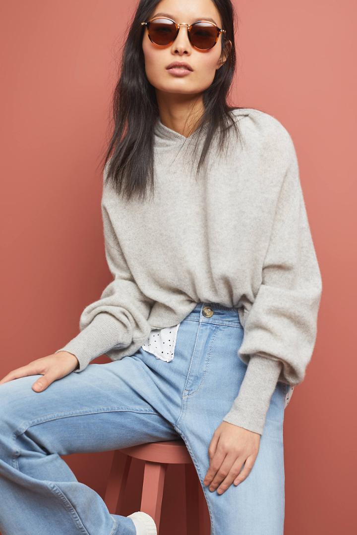 White + Warren Cropped Cashmere Hoodie
