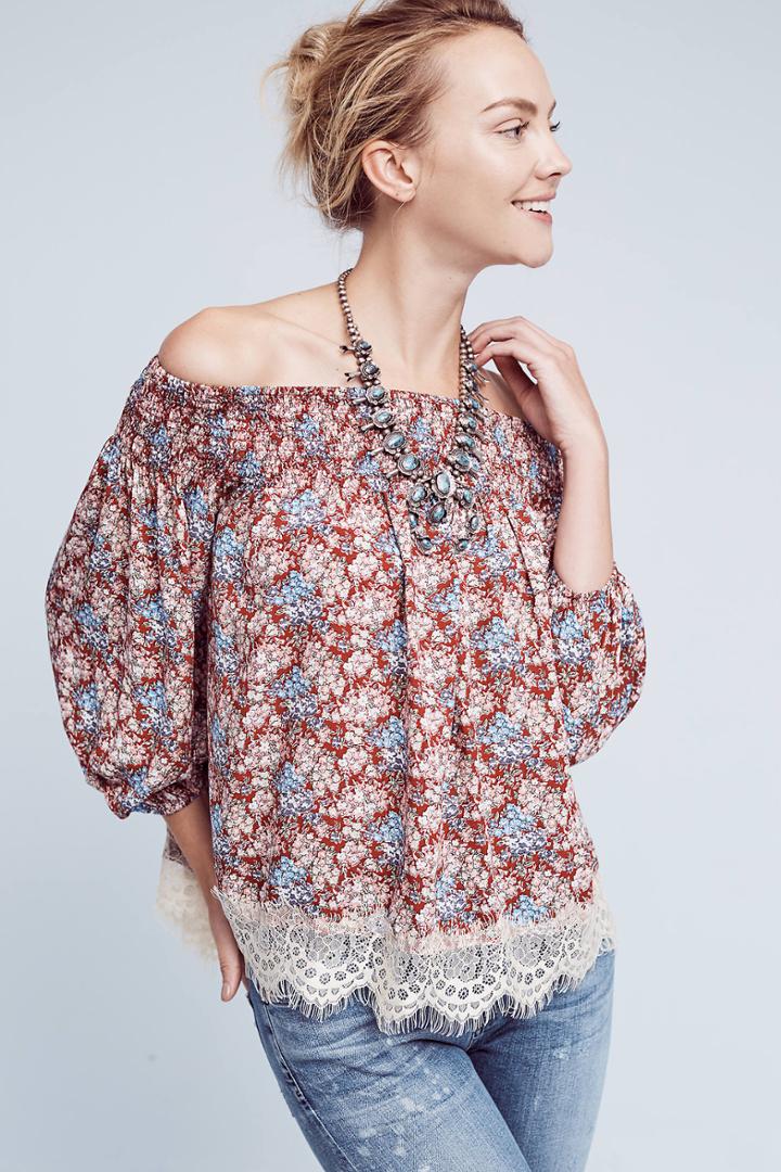 Blue Tassel Italia Off-the-shoulder Top