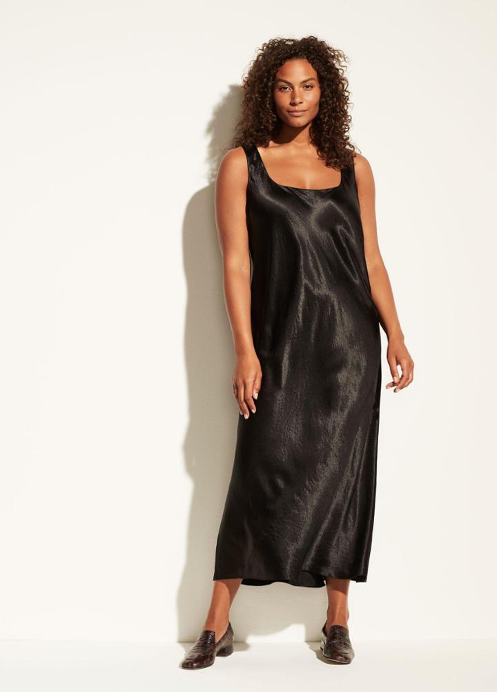 Vince Square Neck Satin Tank Dress