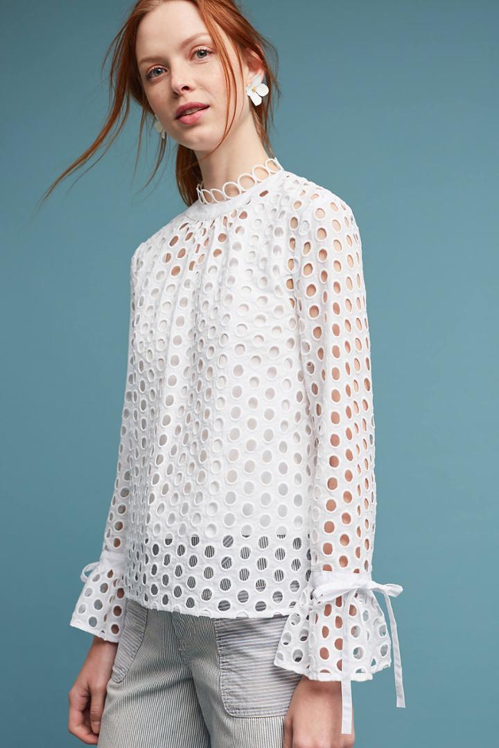 Eri + Ali High-neck Eyelet Blouse