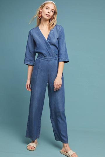 Kachel X Anthropologie Surplice Chambray Jumpsuit