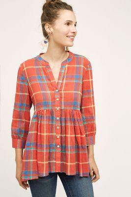 Tylho Plaid Peplum Buttondown