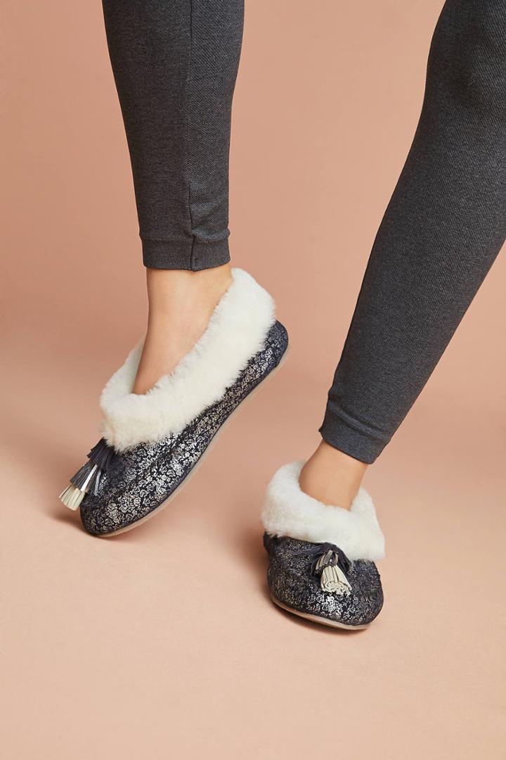 Llani Metallic Moccasin Slippers