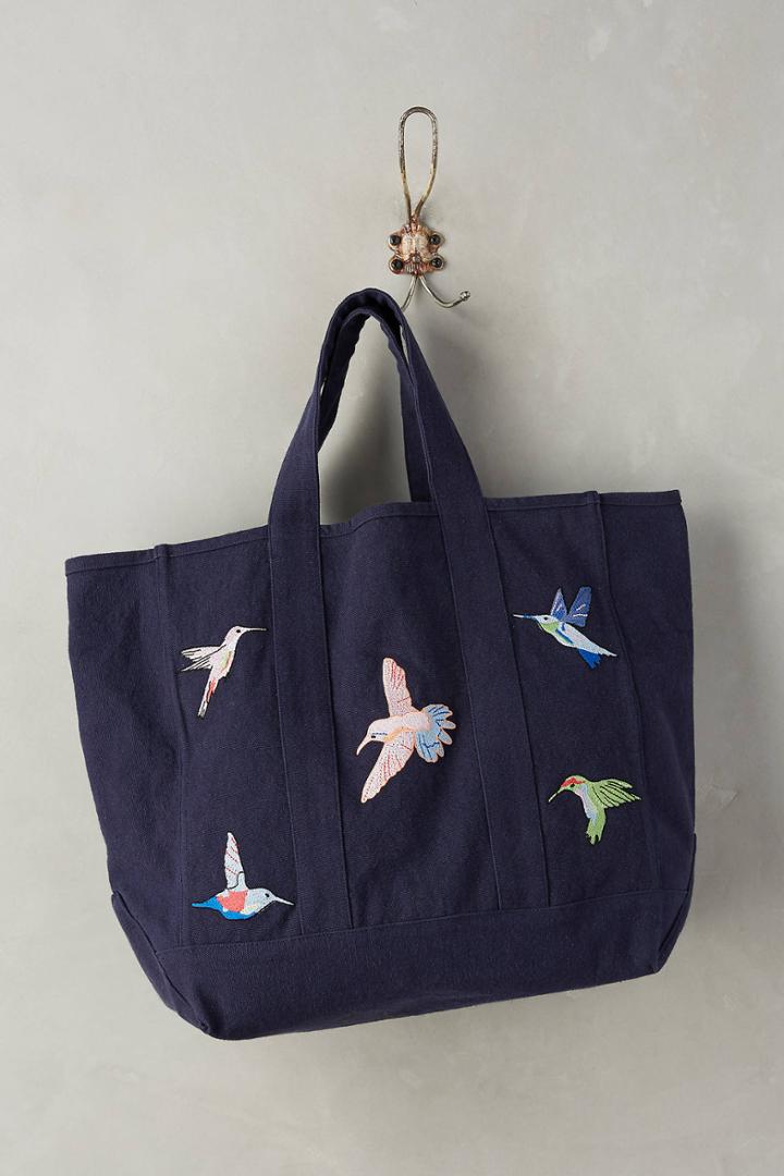 Maison Labiche Embroidered Hummingbird Tote