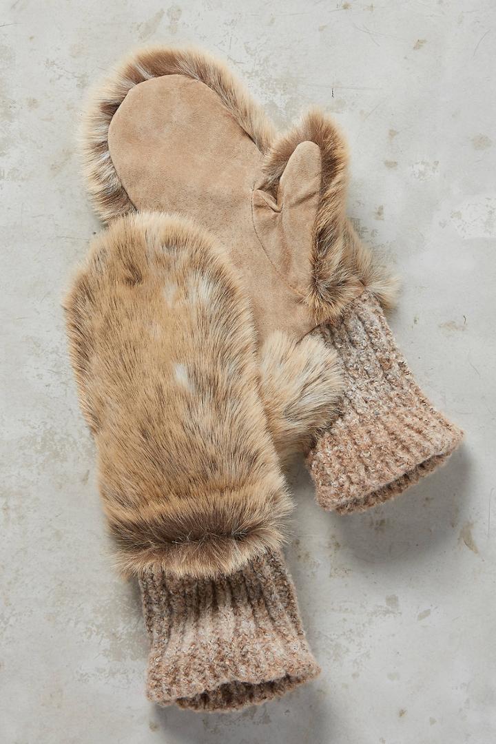 Anthropologie Faux-lynx Mittens