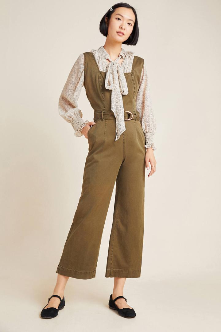 Dl1961 Hepburn Cropped Wide-leg Denim Jumpsuit