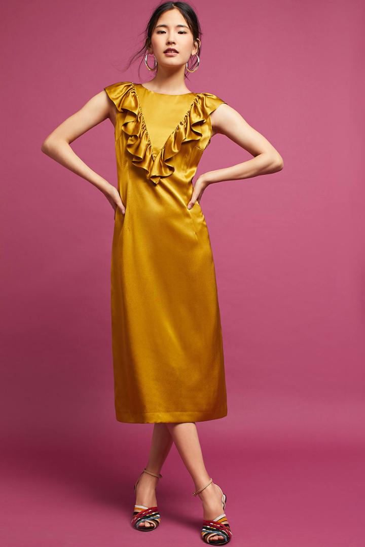 Miranda Dunn Ruffled Satin Dress