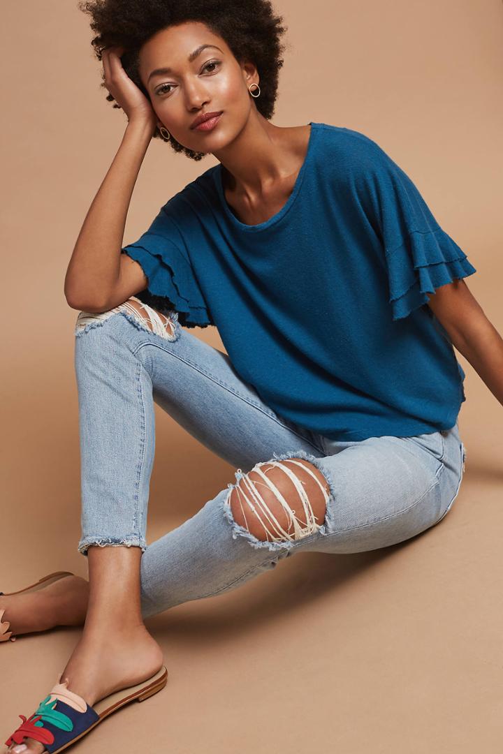 T.la Ruffled-sleeve Tee