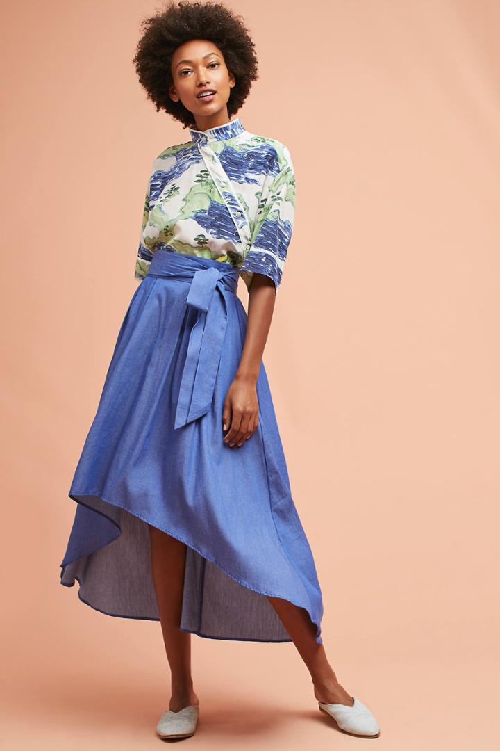 Della Bee Chambray Tie-waist Skirt