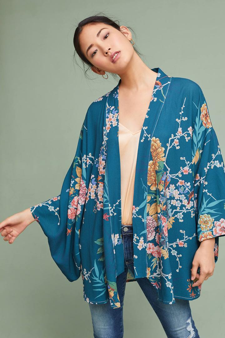 Anthropologie Audubon Floral Kimono
