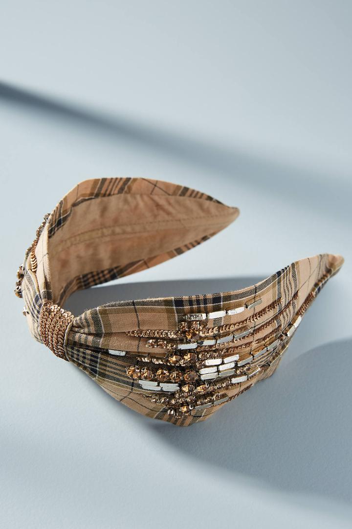 Joshipura Carrie Embellished Plaid Headband