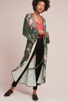 Anthropologie Brocade-trimmed Floral Kimono