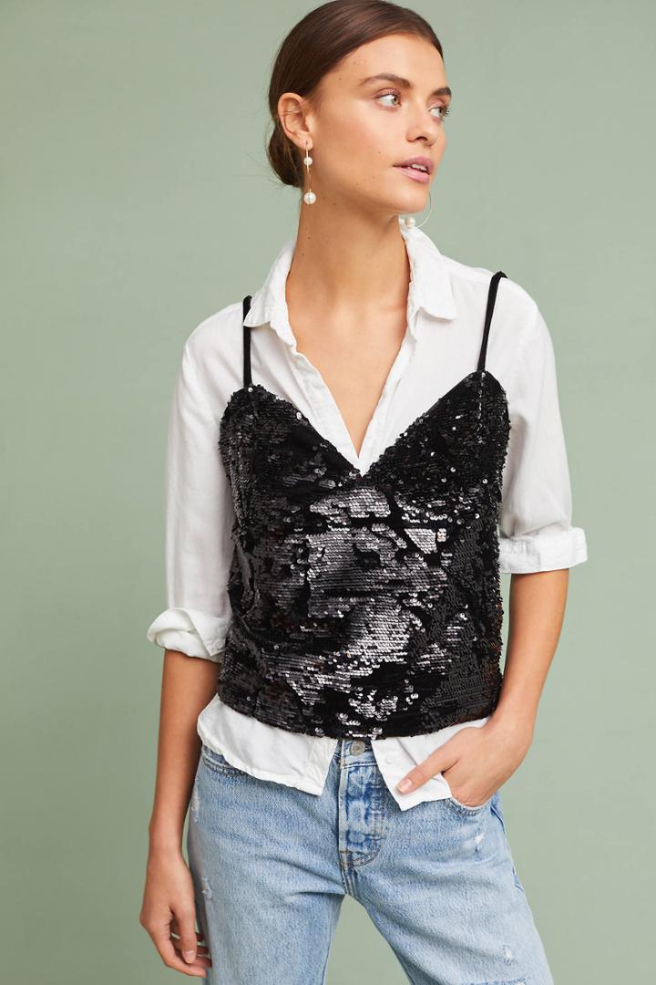 Anthropologie Minuit Sequined Cami