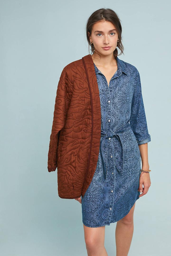 Cloth & Stone Printed Chambray Shirtdress