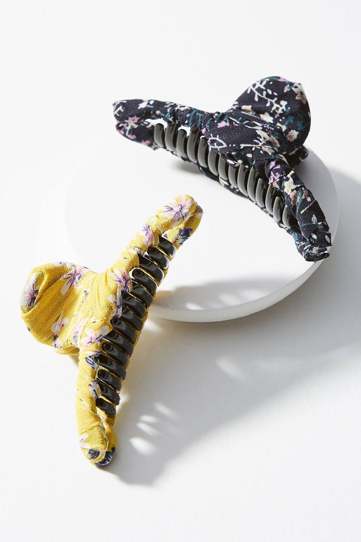 Anthropologie Floral-wrapped Hair Clip Set