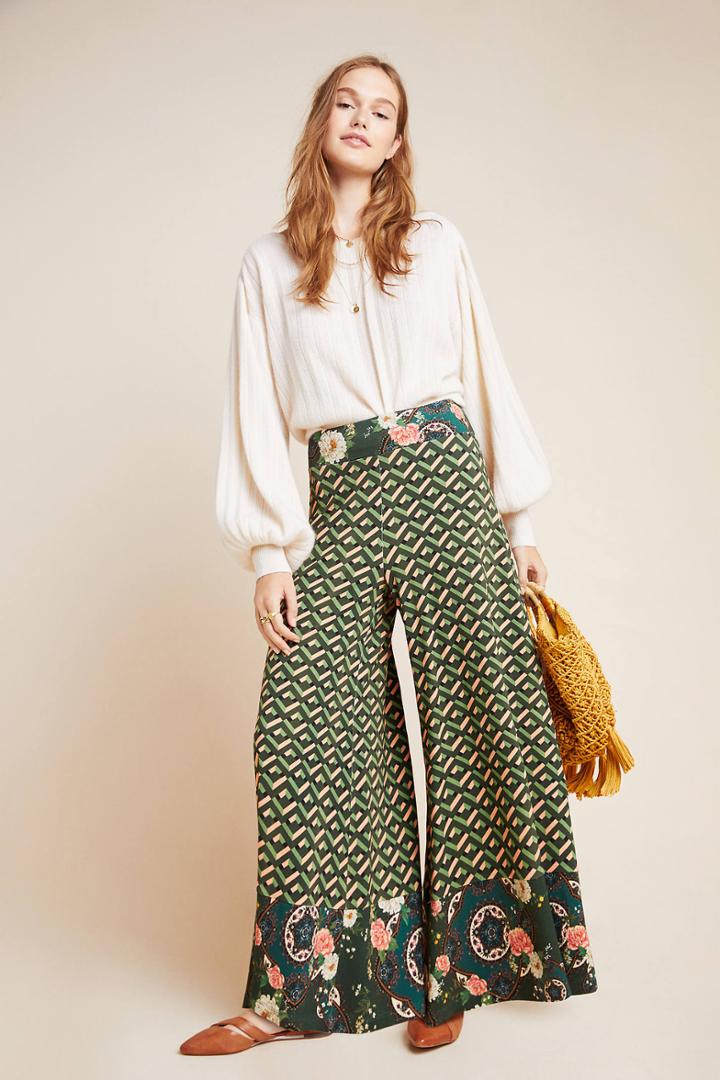 Farm Rio For Anthropologie Amie Knit Wide-leg Pants