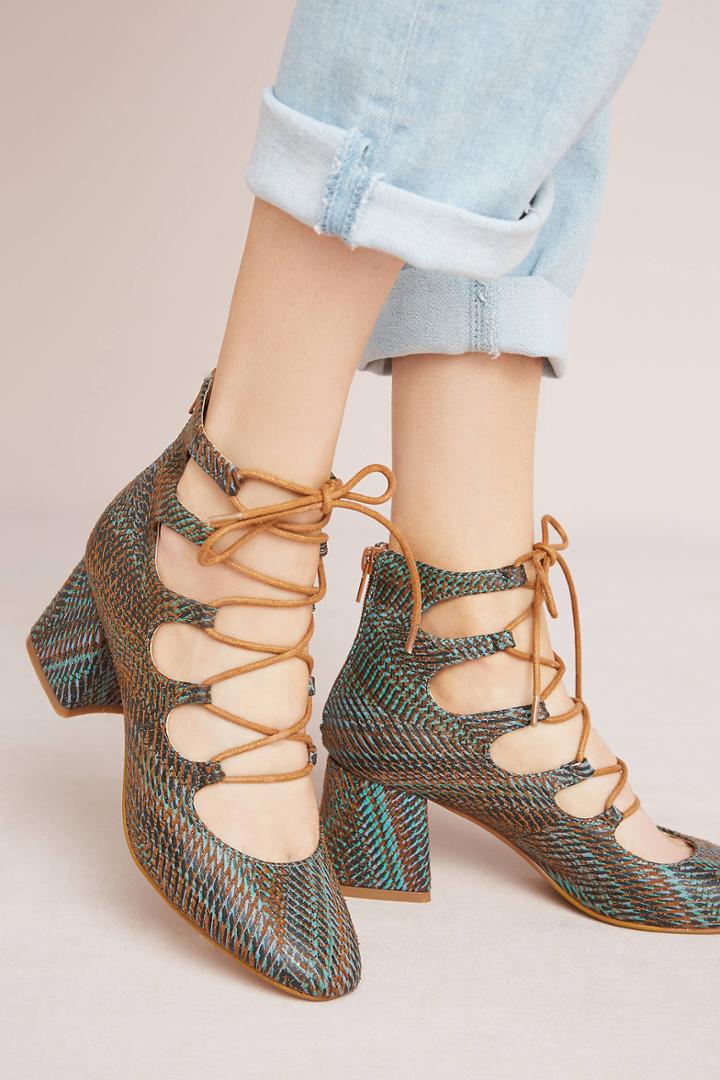 Vanessa Wu Ghillie Lace-up Heels
