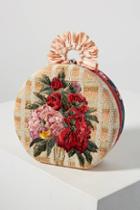 Anthropologie Floral Embroidered Circle Clutch
