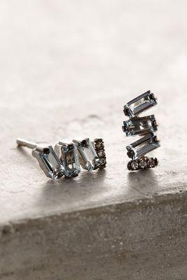Suzanne Kalan 14k Gold Topaz Baguette Earrings With Champagne Diamonds