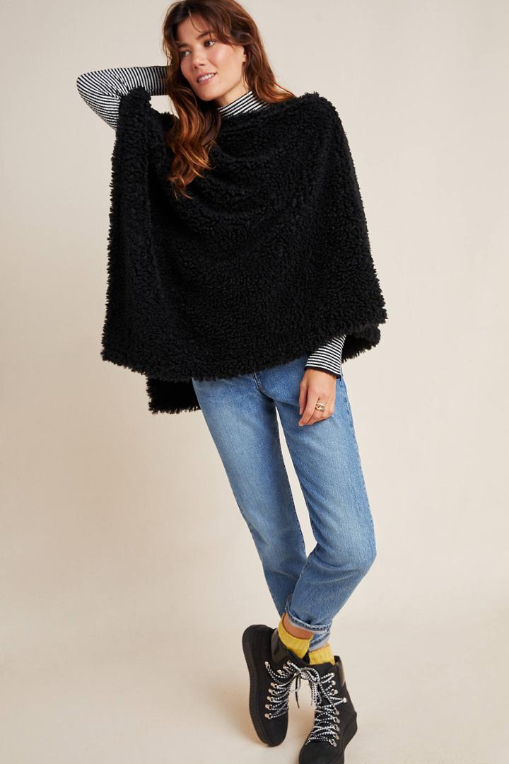 Anthropologie Hazel Faux Fur Poncho