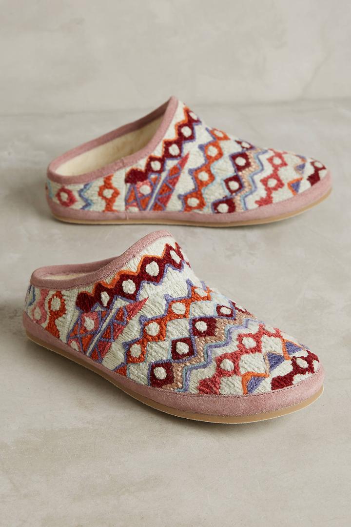 Anthropologie Embroidered Caro Slippers