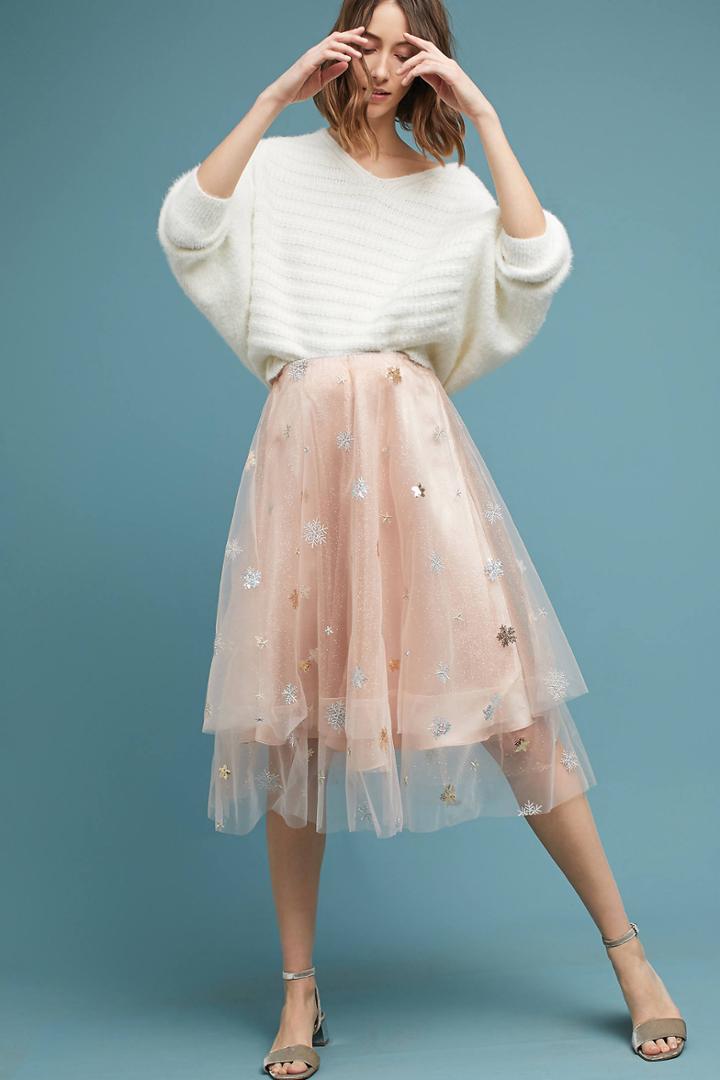 Eva Franco Metallic Snowflake Skirt