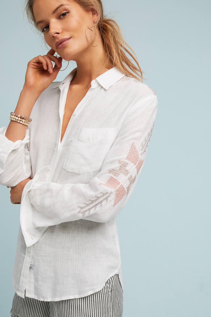 Rails White Embroidered Buttondown