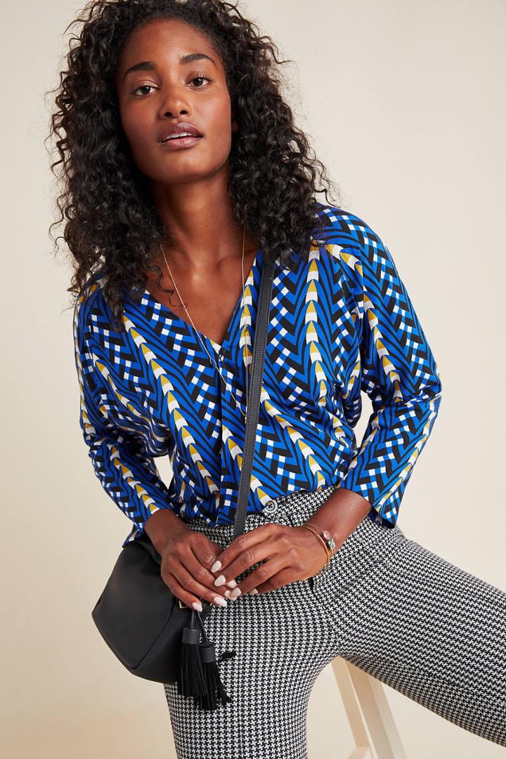 The Odells Alisha Geometric Striped Blouse