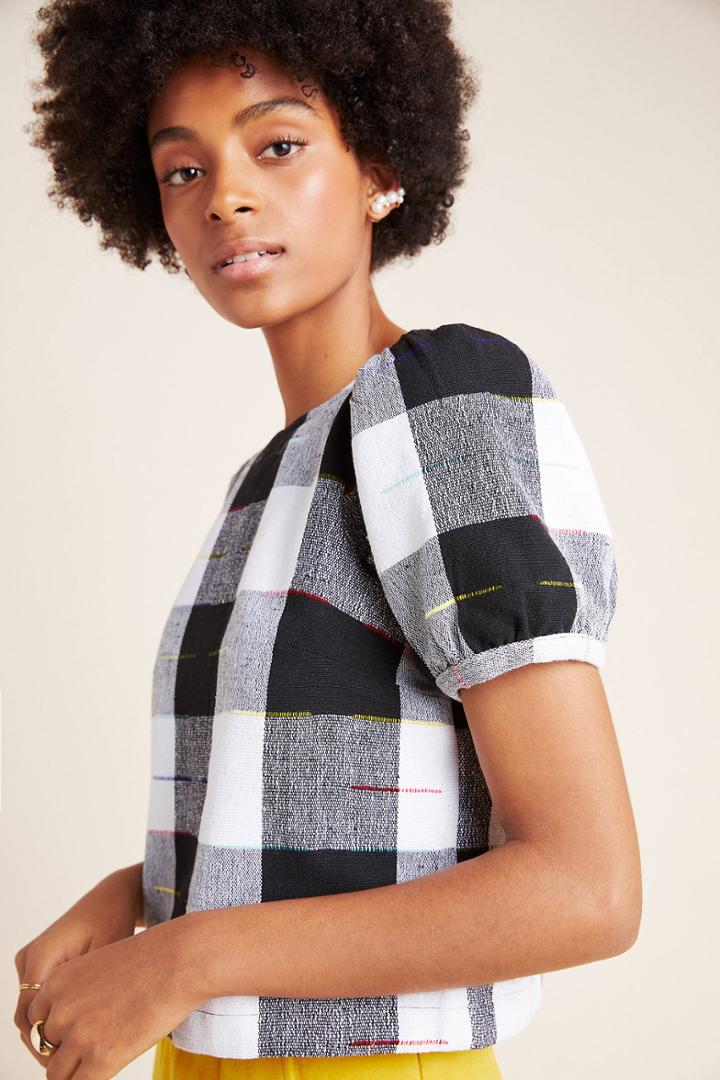 The Odells Gingham Puff-sleeved Blouse