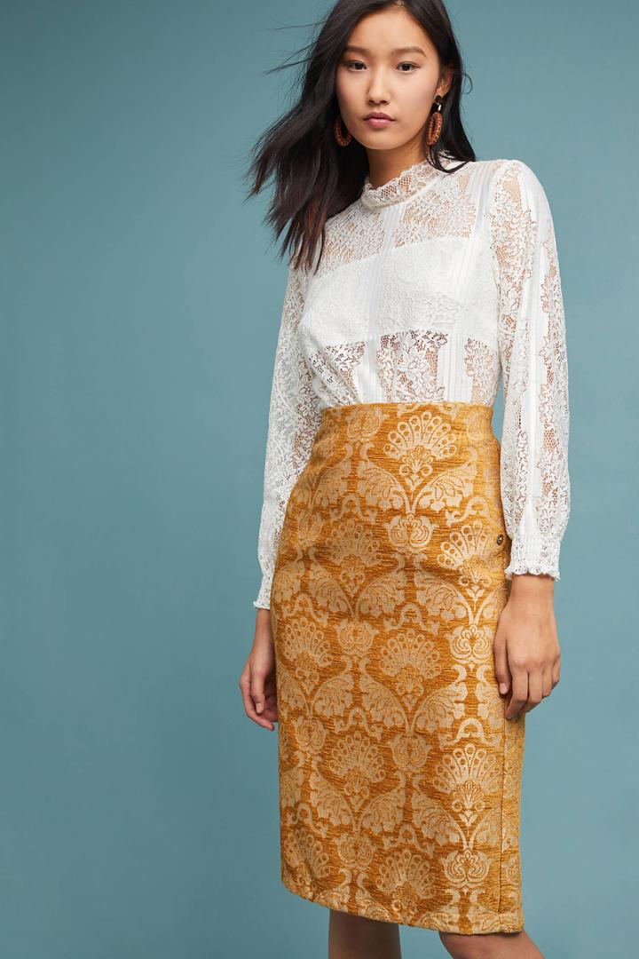Ottod'ame Tudela Velvet Pencil Skirt