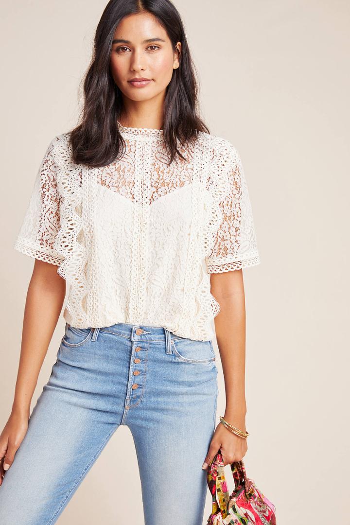 Blue Tassel Carson Lace Top