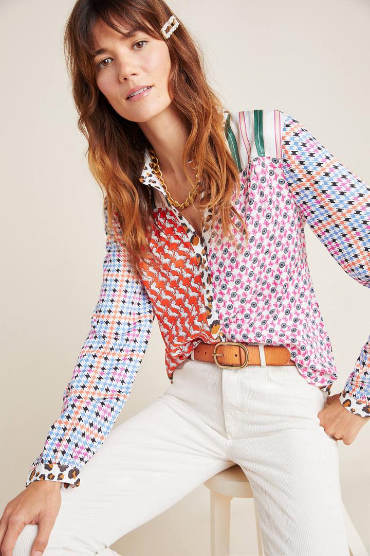 Maeve Bernadette Mixed Print Blouse