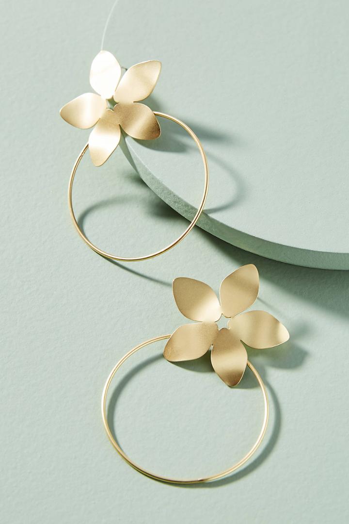 Anthropologie Hepatica Hooped Drop Earrings