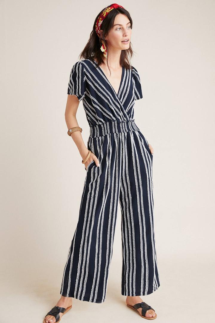 Anthropologie Canovas Striped Jumpsuit