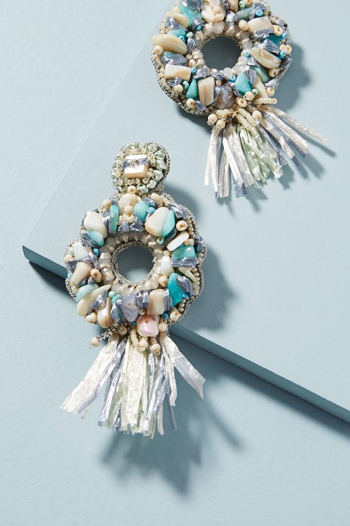 Anthropologie Oceana Fringed Drop Earrings