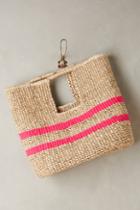 Indego Africa Fuschia-striped Straw Bag