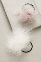 Anthropologie Feather Pom Pony Holder Set