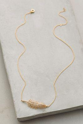 Anthropologie Luminous Feather Pendant Necklace