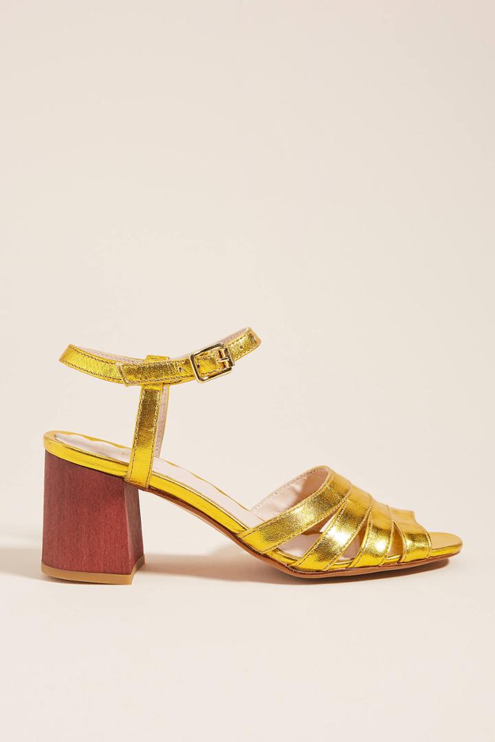 Miss L Fire Metallic Leather Heeled Sandals