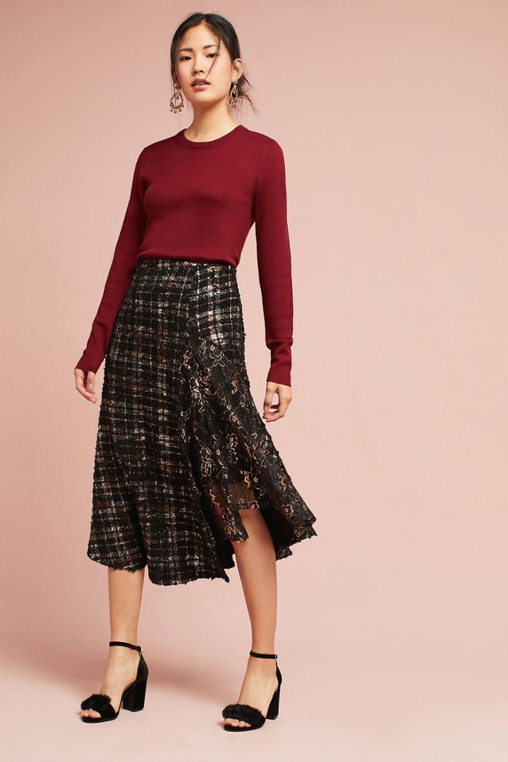Eva Franco Metallic Tweed Skirt