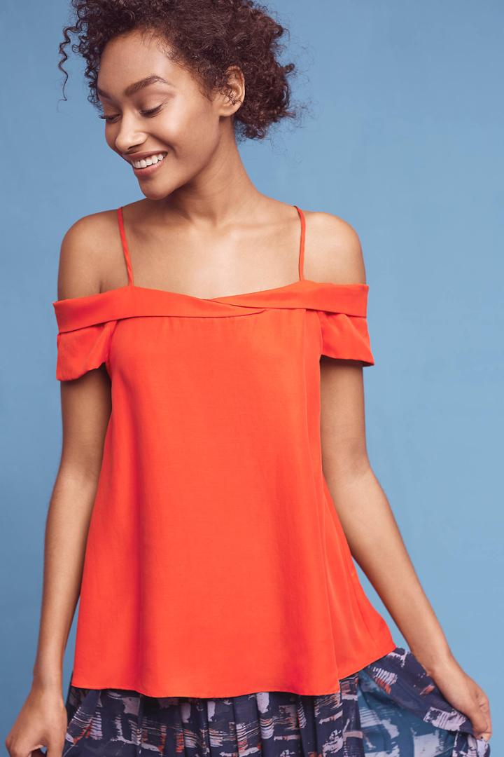 Paper Crown Cerise Open-shoulder Blouse