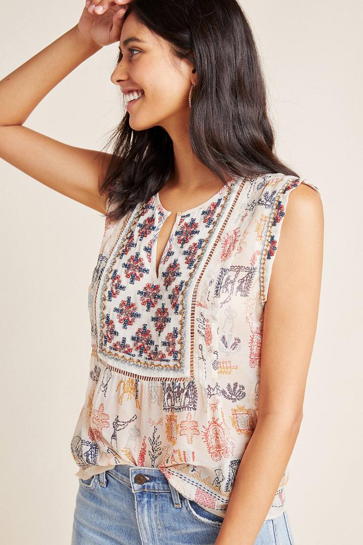 Velvet By Graham & Spencer Allura Embroidered Blouse
