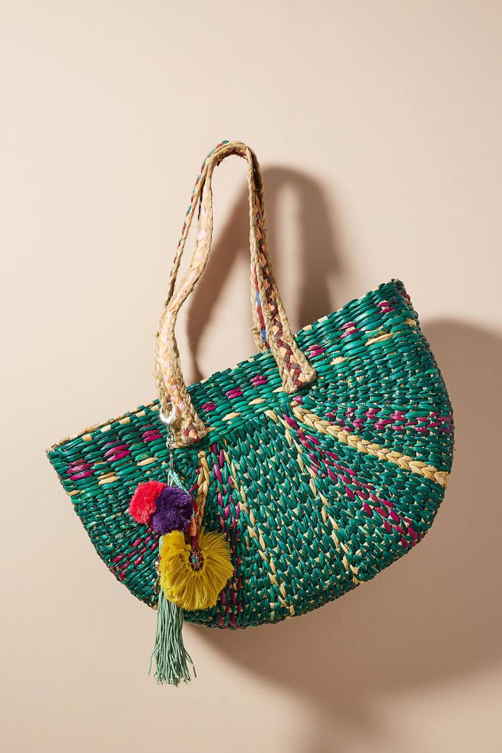 Anthropologie Braided Straw Tote Bag