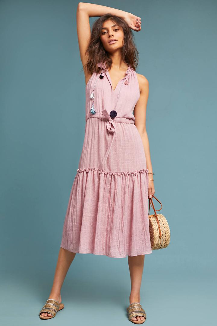 Misa Lisa Ruffled Midi Dress