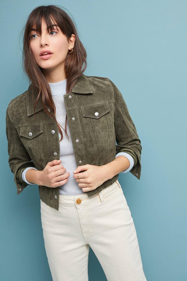 Blanknyc Cropped Suede Trucker Jacket